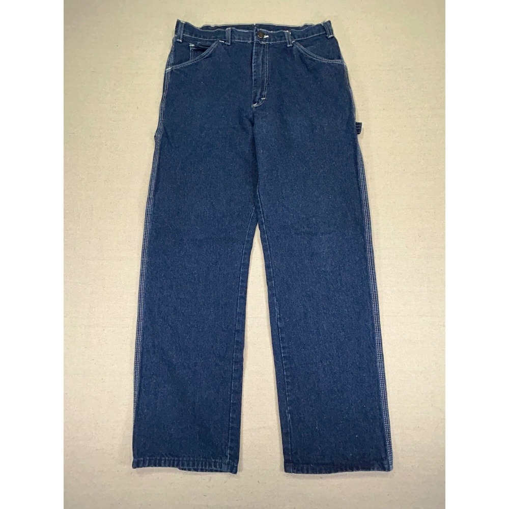 Vintage Dickies Mens Carpenter Jeans 30 Dark Wash Blue Denim Utility Work Pant - Picture 2 of 10